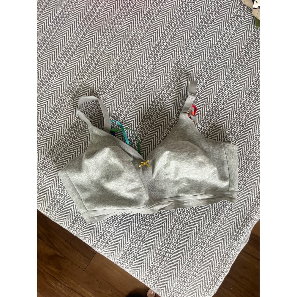 Cacique Gray Heather Unlined Full Coverage No-Wire Bra Rainbow Straps 44F